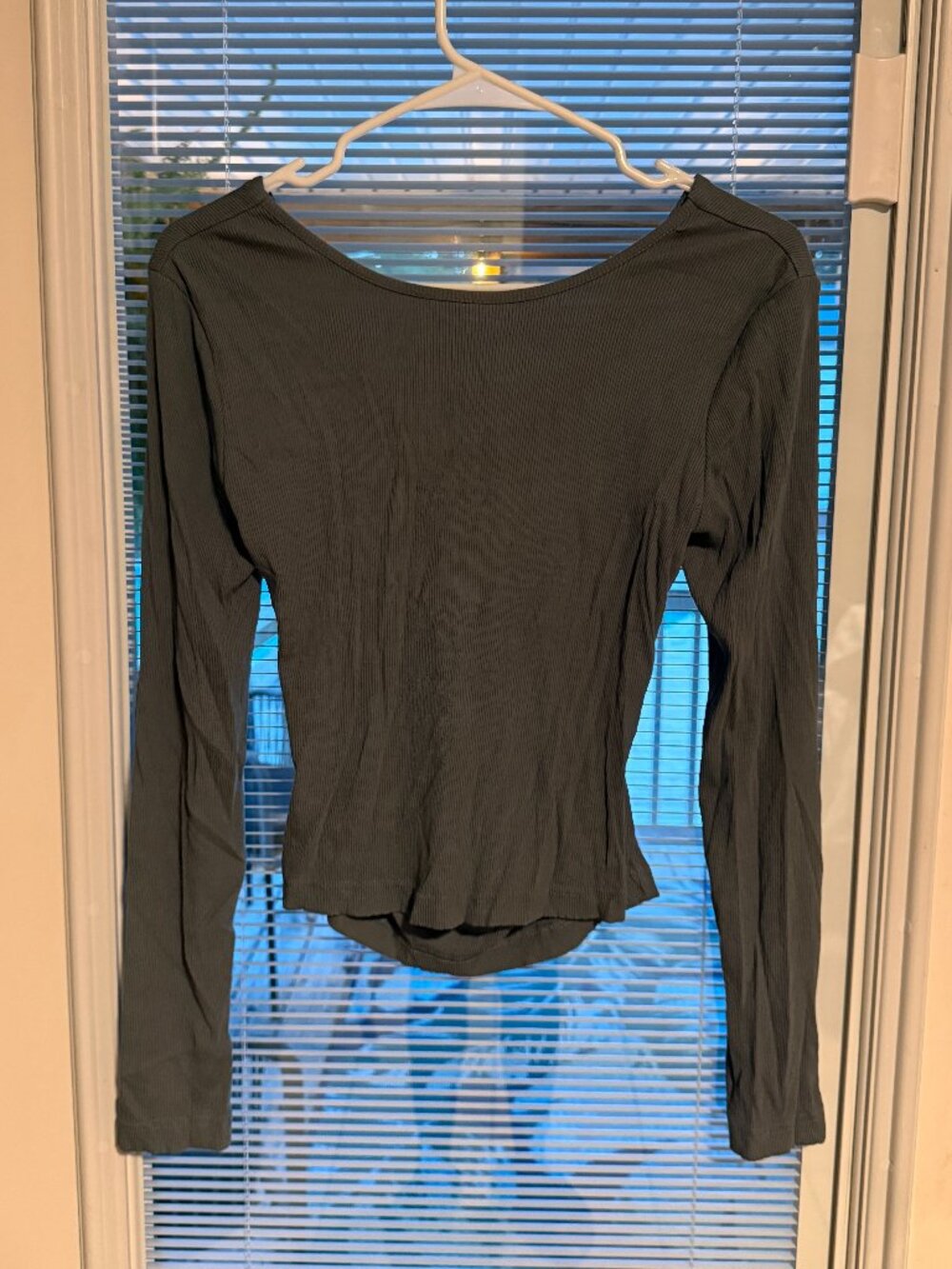 Old Navy Snug Small Ribbed Long Sleeve Scoop Neck Top